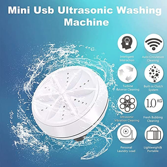 2In1 Mini Washing Machine Portable Rotating Ultrasonic Turbine Washer